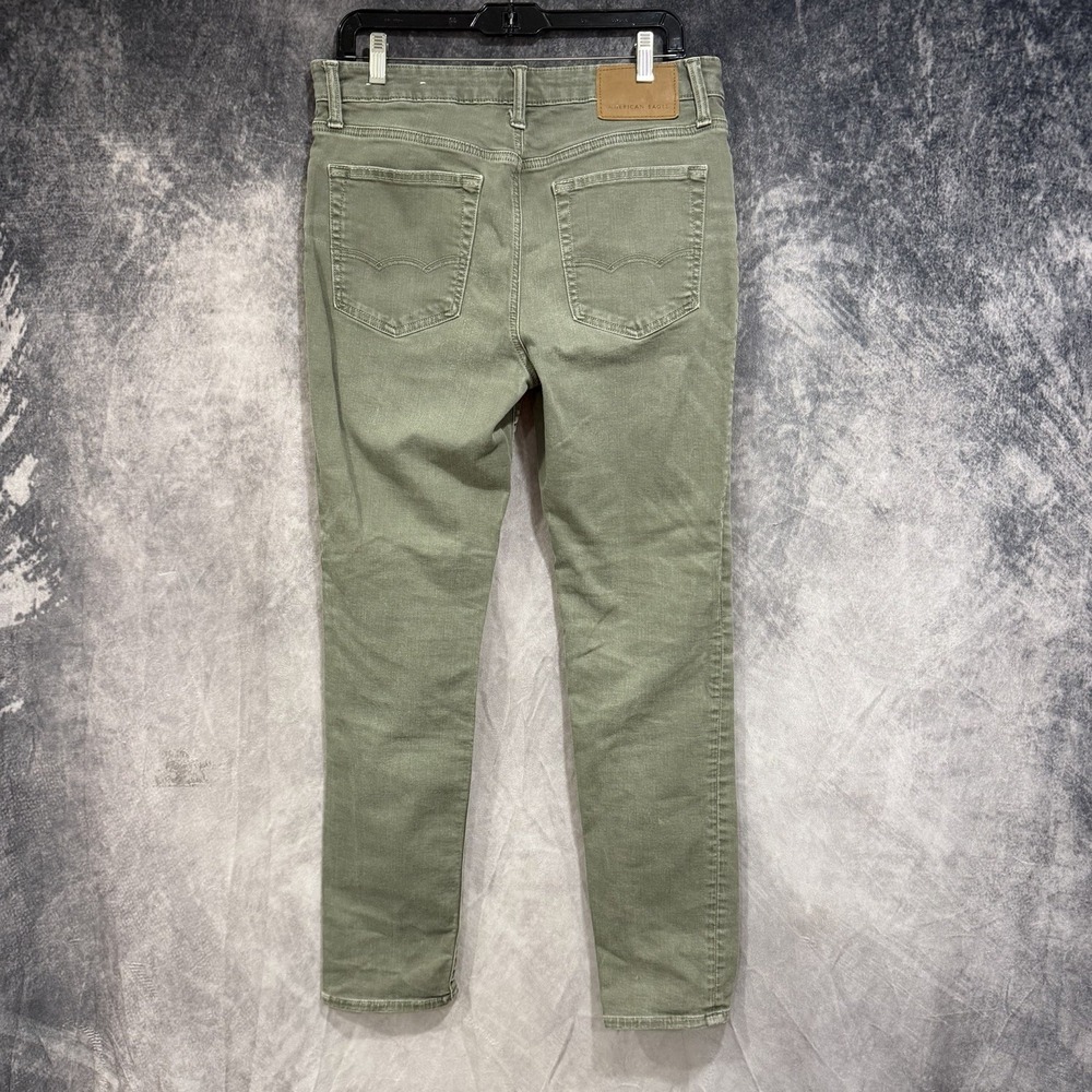 American Eagle Jeans Mens 32x32 Airflex Army Green Denim Slim Straight Olive